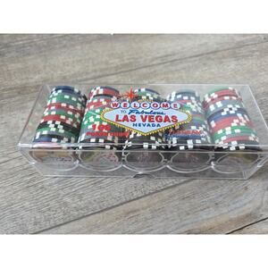 🎲 Fabulous Las‎ Vegas Nevada 100-Count Poker Chip Set (Missing 4 Chips) 🎲